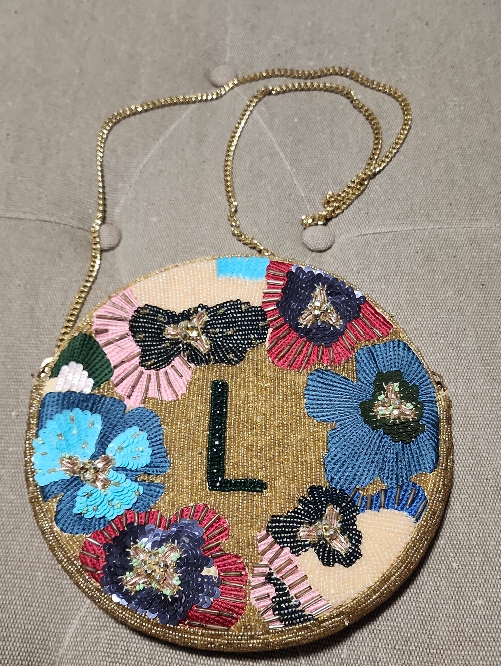 Anthropologie x Anna Harlow Russo Embellished Sequin Floral Beaded Bag